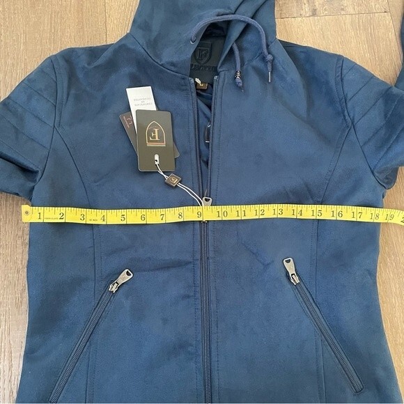 F Collections Leggi Tutto Women’s Jacket&Coat With Hood Blue Velvet Leather(M) - Picture 7 of 13